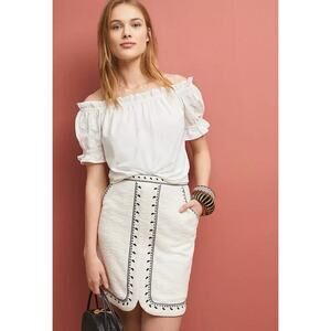 Anthropologie X Dolan Left Coast‎ Tulley Textured Cream Mini Skirt Size XS NEW